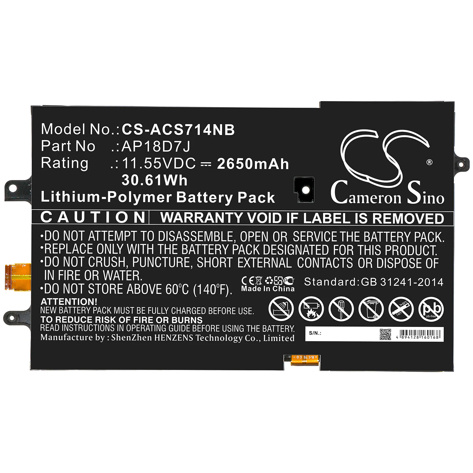 Batteri till Notebook, Bärbar dator för Acer Swift 7 SF714-52T-763C14 m.fl., bild 3