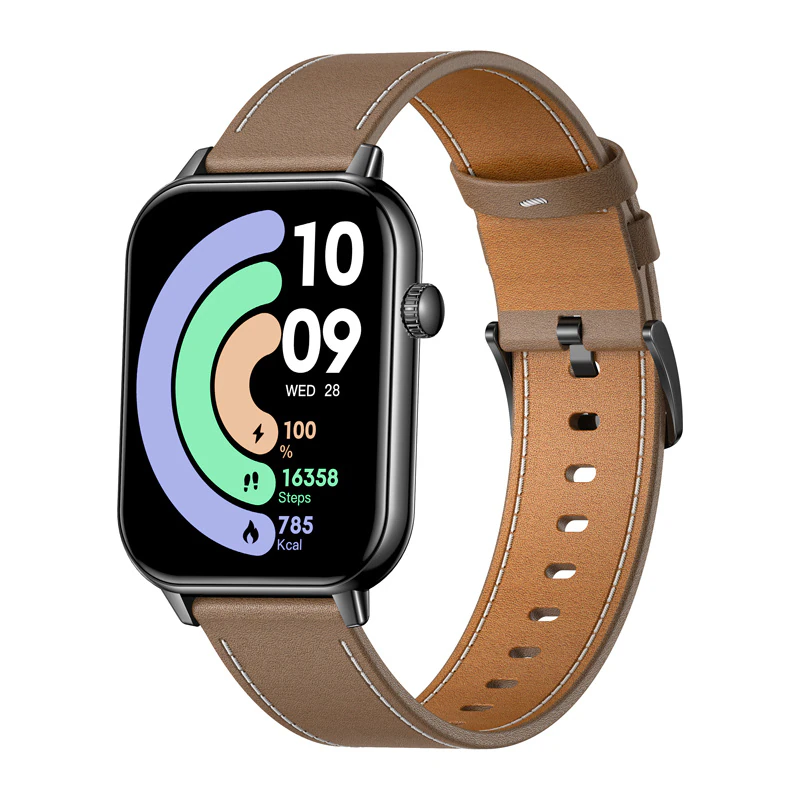 Colmi C28 Smartwatch with Black and Brown Leather Strap, bild 3