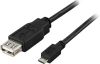 USB-adapter Typ A ho - Typ Micro-B ha, 0,2m - Svart