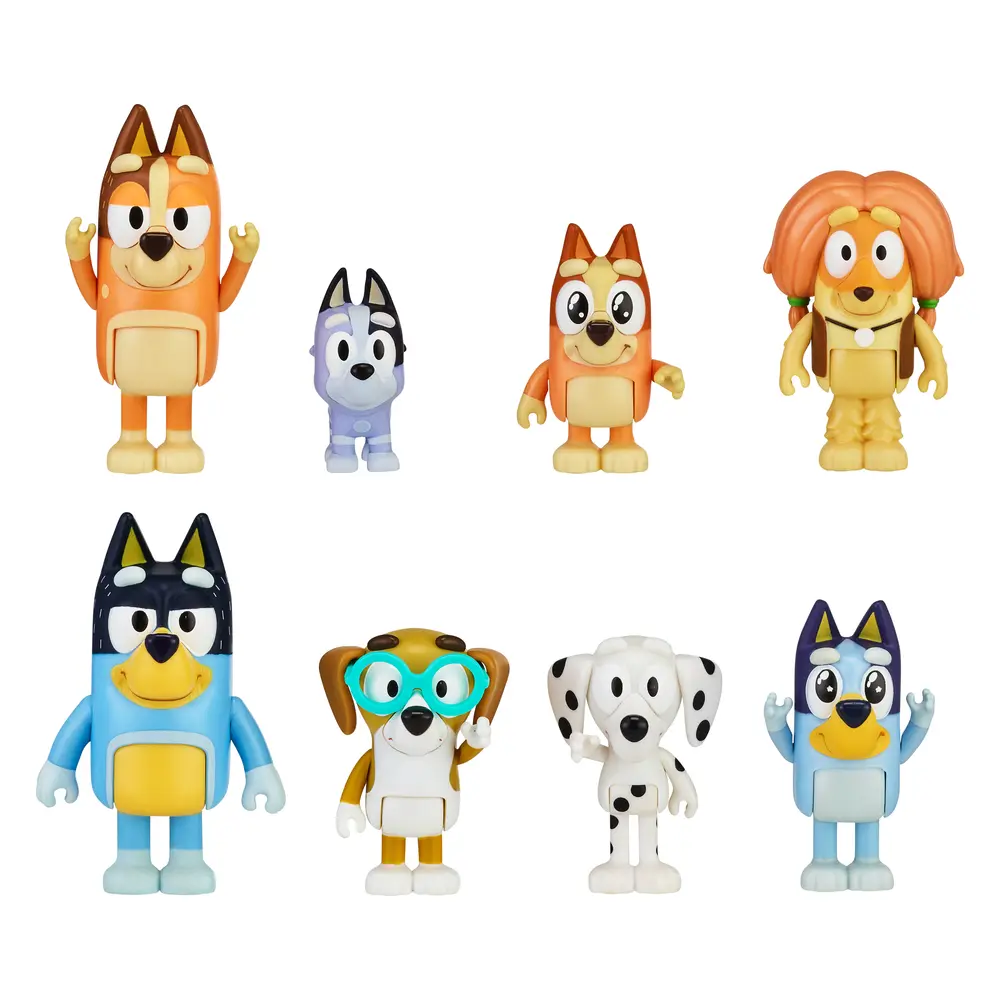 Bluey-familjen och Blueys vänner figurer 8 st