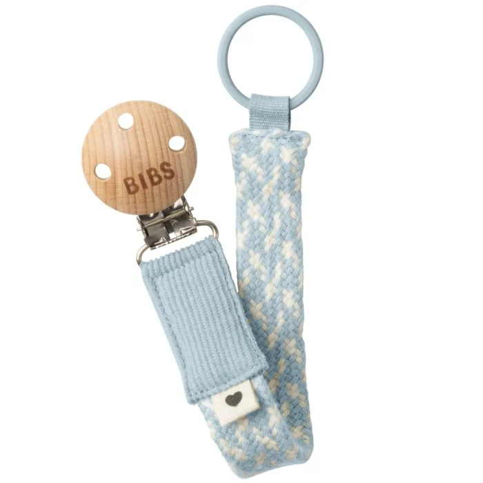 BIBS Paci Braid Napphållare Baby Blue/Ivory