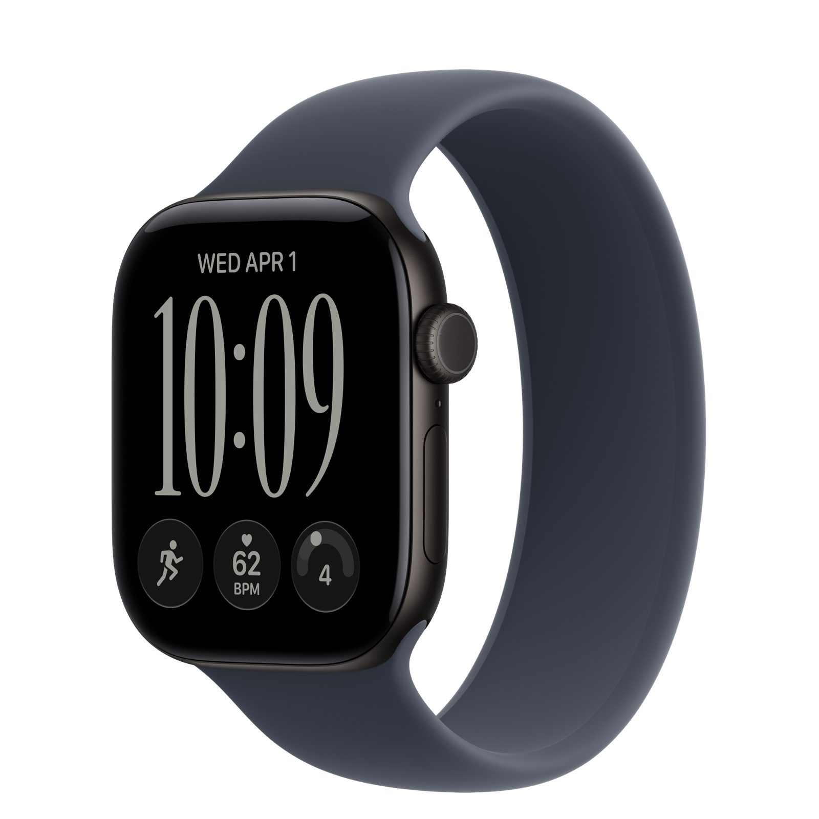 Apple Watch Series 12 (GPS + Cellular) • Aluminiumboett svart, 42 mm • Sololoop marinblå