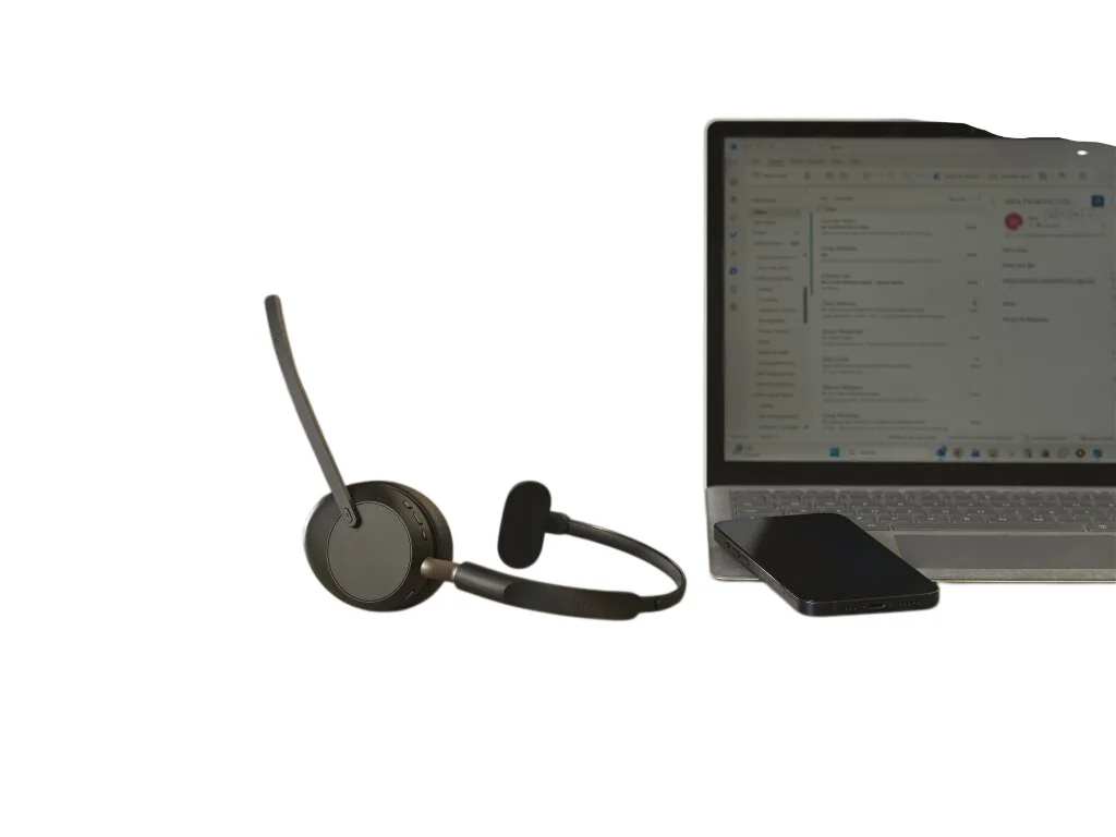Jabra Evolve3 65 UC - Headset - på örat - Bluetooth - trådlös, kabelansluten - aktiv brusradering - USB-A via Bluetooth-adapter, USB-C - Optimerad för UC, bild 4
