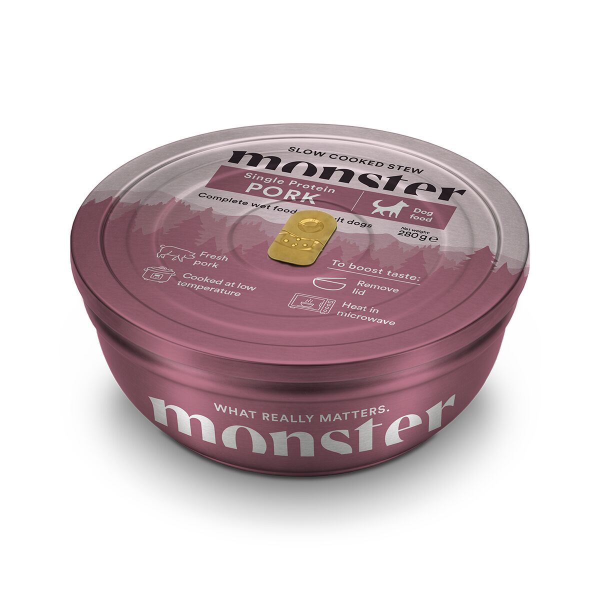 Monster Dog Slow Cooked Pork Stew Bowl Våtfoder till Hund 280 g