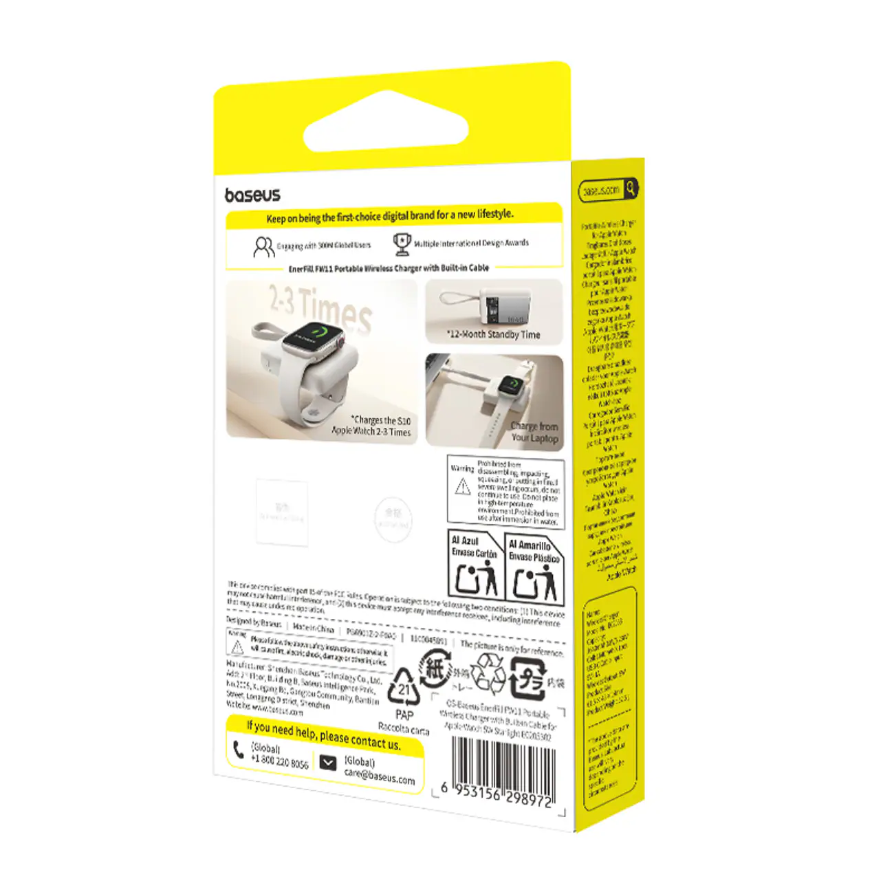 Baseus EnerFill FW11 5 W powerbank för Apple Watch med inbyggd kabel – vit, bild 5