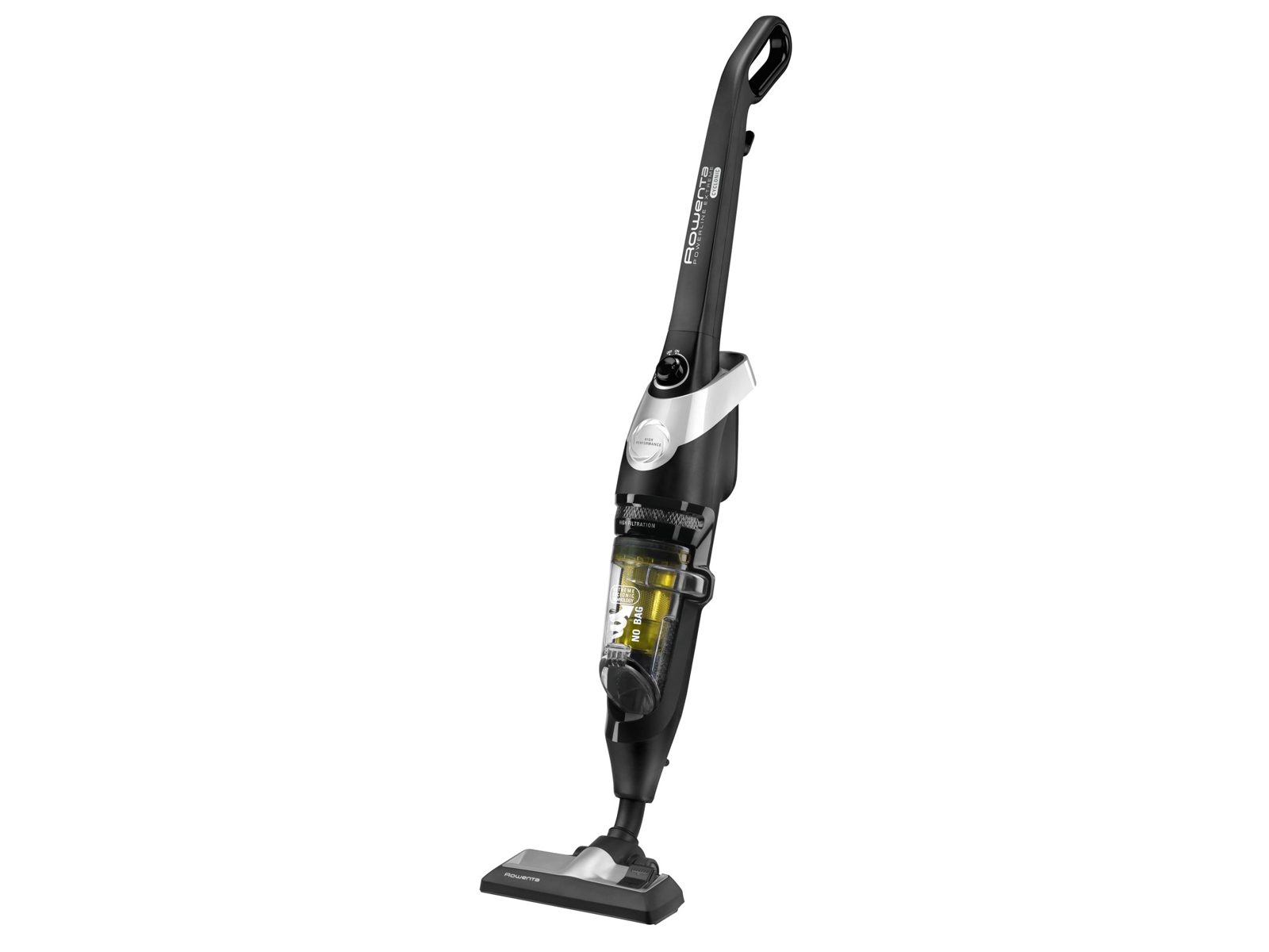 Rowenta RH8155WA, Skaftdammsugare, Utan påse, Svart, Silver, Gul, 0,9 l, Plast, CE