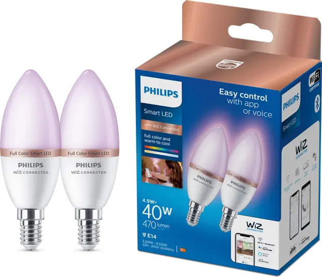 Philips RGB smart lampa E14 C37 4,9W 2st