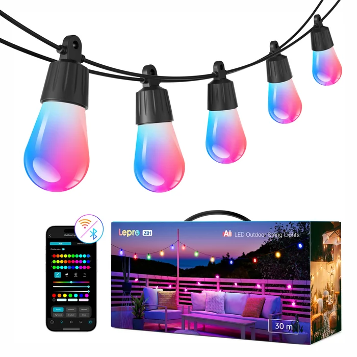 Lepro ZB1 AI Outdoor smart ljusslinga med RGBIC 30 m