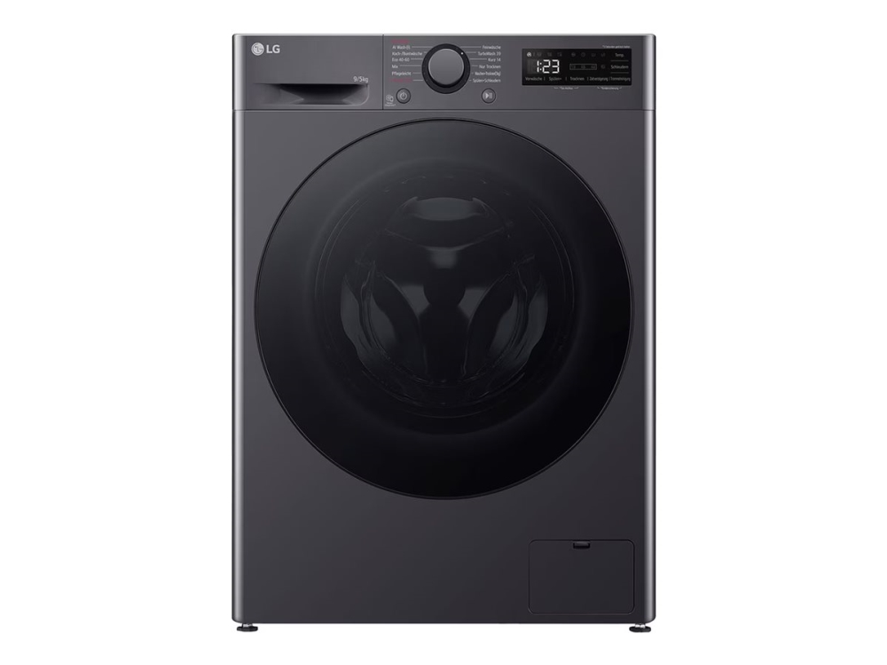 LG V5WD95SLIMB - Tvättmaskin/torktumlare - bredd: 60 cm - djup: 47 cm - höjd: 85 cm - frontmatad - 9 kg - 1200 rpm - medel svart