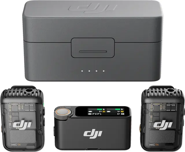 DJI Mic 2 trådlöst mikrofonsystem (2 TX + 1 Rx + laddningsfodral)