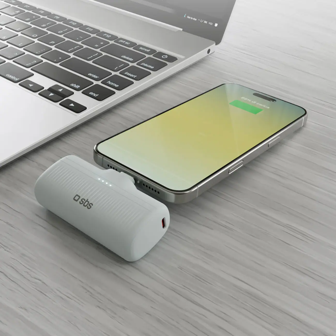 SBS EcoPower 5000 mAh 10W Powerbank med inbyggd USB-C-port - Grå, bild 5