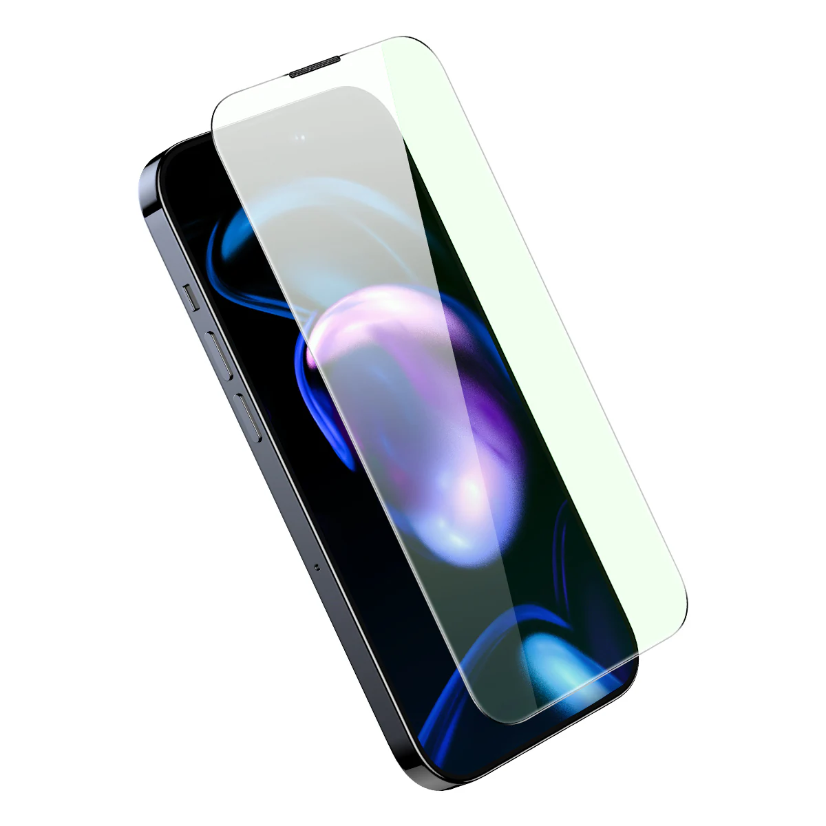 Baseus Härdat glas för iPhone 14 Pro med blåljusfilter och 0,3 mm högtalarskydd + monteringsram, bild 4