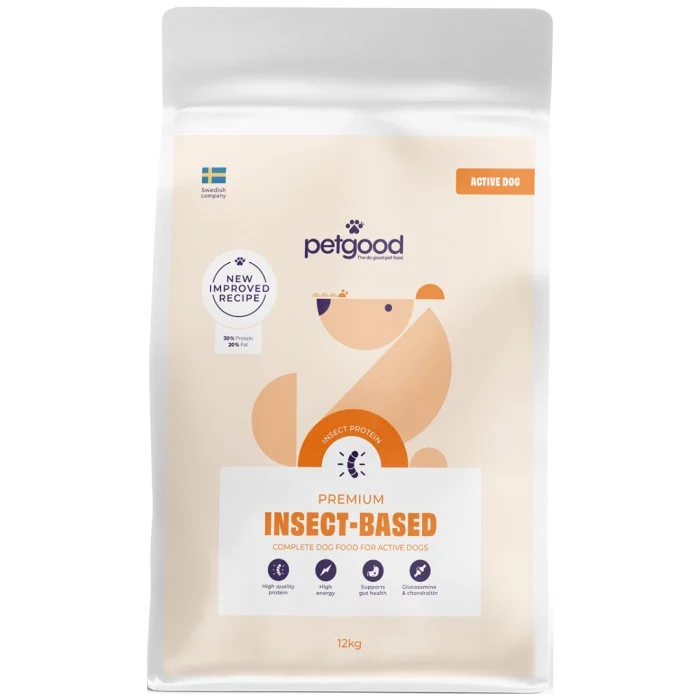 Petgood insektsbaserat aktivfoder hund 12 kg