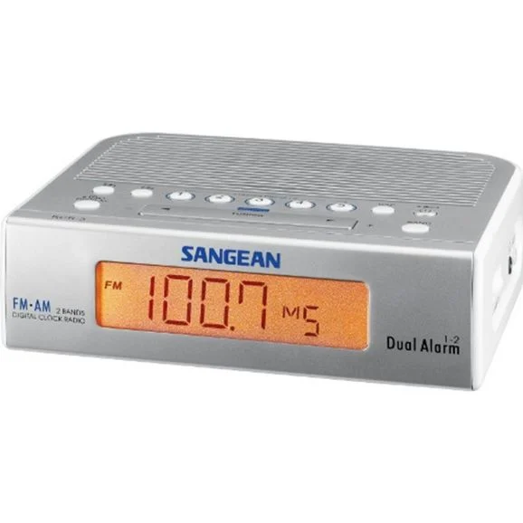 Sangean RCR-5 Klockradio FM, AM AUX Silver, Vit, bild 3