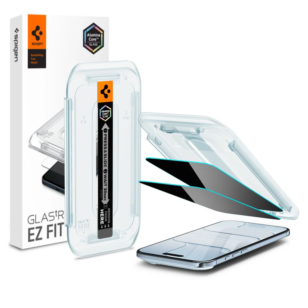 Spigen Glas.TR EZ Fit 2-pack insynsskyddande glas för iPhone 17 Air