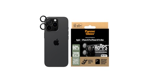 PanzerGlass iPhone 16 Pro/16 Pro Max Hoops kameralinsskydd, svart, bild 3