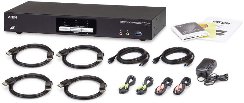 Aten KVM-switch för 2 datorer - Dual Display - USB 3.0 - 4K - DisplayPort