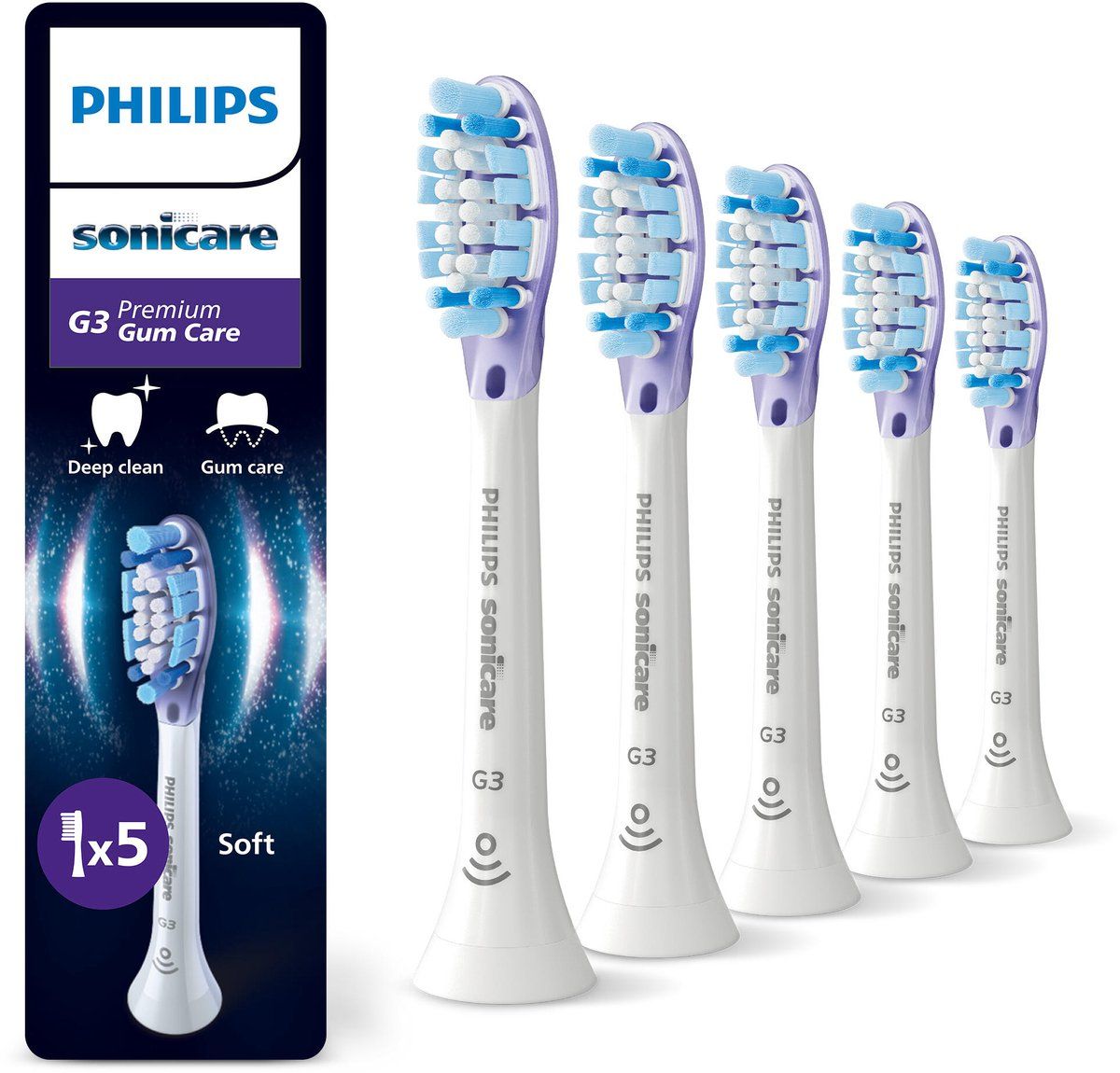 Philips Sonicare G3 Premium Gum Care tandborsthuvuden - vita - 5-pack, bild 4