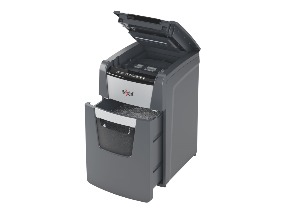 Rexel Optimum AutoFeed+ 150X automatisk dokumentförstörare med korsskärning, 150 ark, 44 L