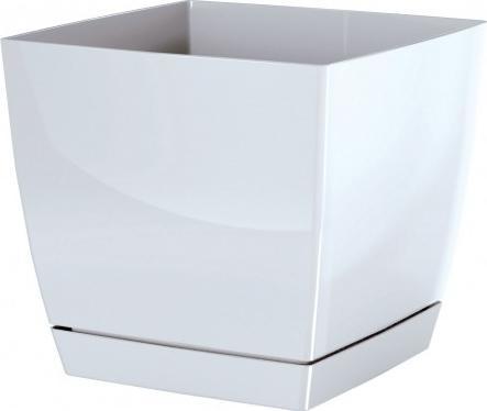 Prosperplast kruka med fat fyrkantig Coubi vit 12x11 cm