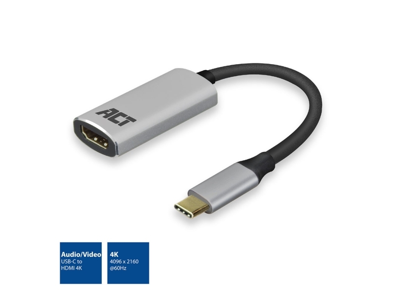 ACT USB-C till HDMI-adapter hona 4K 60Hz kabel 0,15 m aluminium (AC7010)