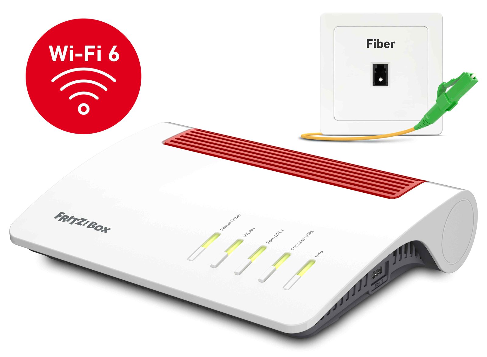 FRITZ!Box 5590 Fiber - Trådlös router - mesh - GPON-terminal / röstkort 1GbE, 2.5GbE, GPON, AON - Wi-Fi 6 - Dubbelband - VoIP-telefonadapter (DECT)