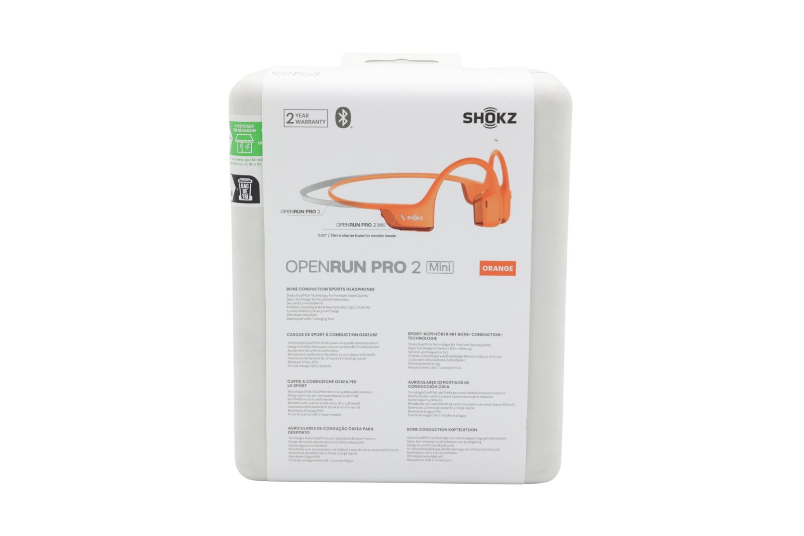 Shokz OpenRun Pro 2 Mini benkonduktionsteknik headset, orange, bild 2