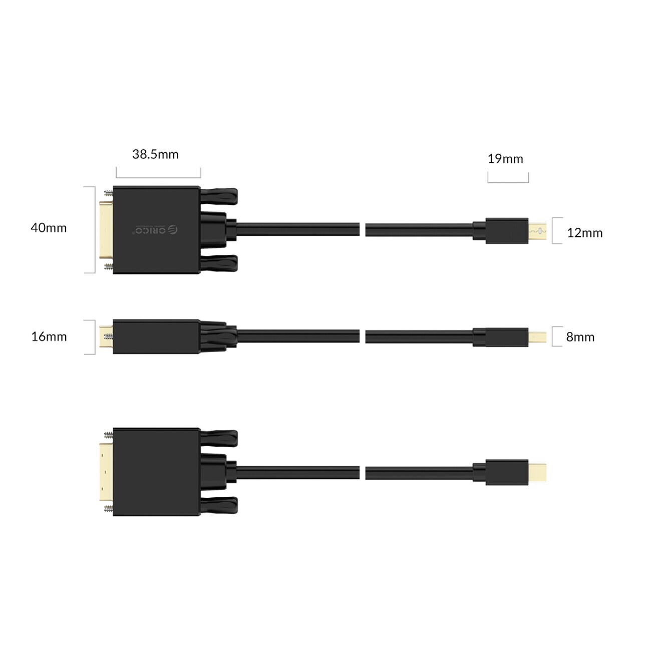 Orico XD-MDTD Mini DisplayPort till DVI Full HD 60 Hz-kabel, 2 m – svart, bild 2