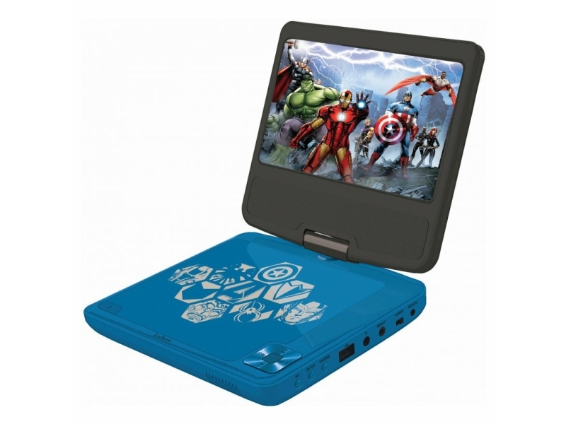Avengers bärbar DVD-spelare 7 roterande skärm med USB-port och hörlurar