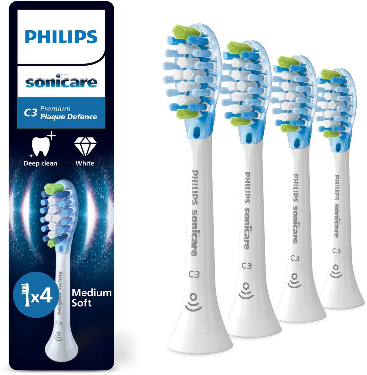 Philips Sonicare C3 premium tandborsthuvud HX9044/87 (Vit 4 pack), bild 2