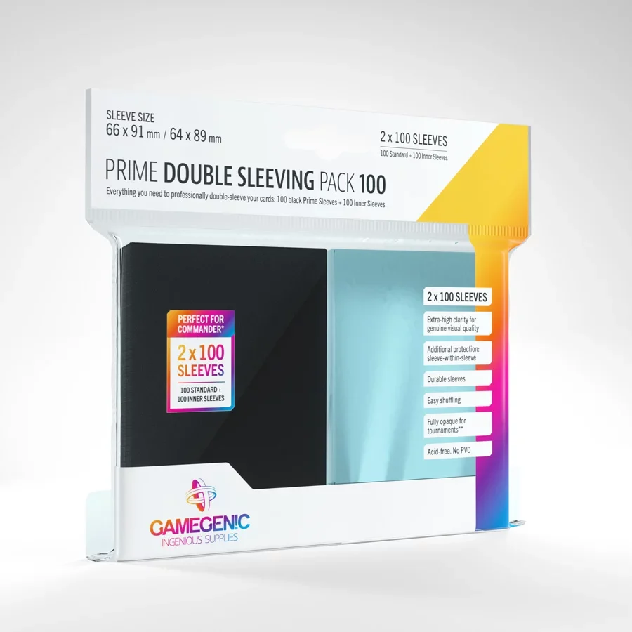 Gamegenic Just Sleeves - Prime Double Sleeving Pack Clear/Black (2x100 Sleeves)