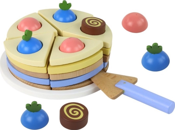 LeanToys träkaka/tårta set med bitar, 8 delar (15027)