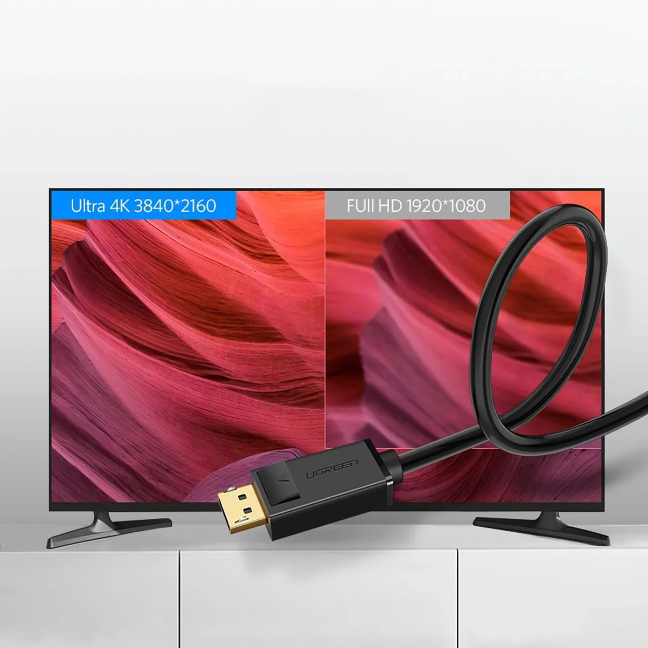Ugreen 4K DisplayPort Kabel 1m - Svart, bild 3