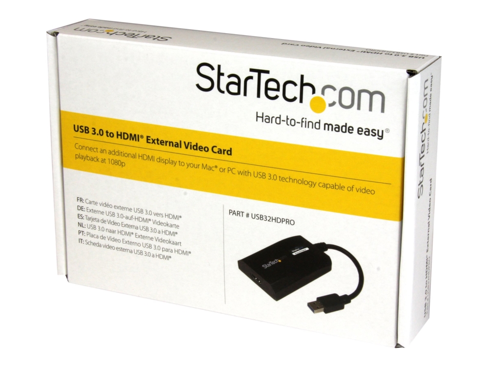 StarTech.com USB 3.0 till HDMI-adapter - DisplayLink-certifierad - 1080p (1920x1200) - USB Type-A till HDMI-skärmadapterkonverterare - Externt video- och grafikkort - Windows/Mac - Adapterkabel - USB typ A hane till HDMI hona - 16 cm - svart - 1920 x 1200 (WUXGA) stöd - för P/N: HDDVIMM3, HDMM12, HDMM15, HDMM1MP, HDMM2MP, HDMM3, HDMM3MP, HDMM50A, HDMM6, HDPMM50