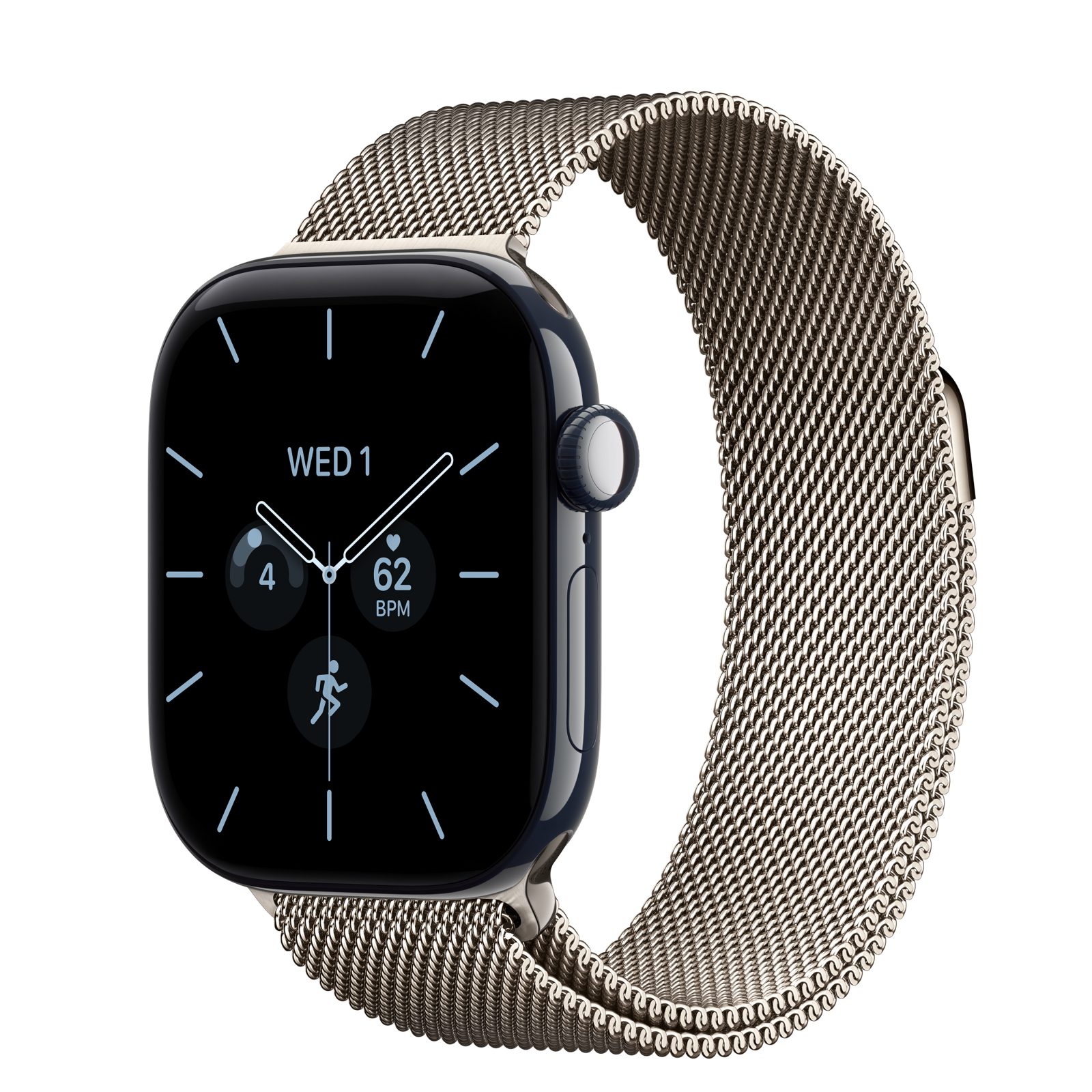 Apple Watch Series 12 (GPS + Cellular) • Keramikboett nattblå, 42 mm • Milanesisk loop naturlig finish