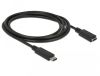 Förlängningskabel DeLOCK, USB-C ha till USB-C ho, USB 3.2 Gen.1, 60W PD, 1,5 meter - Svart