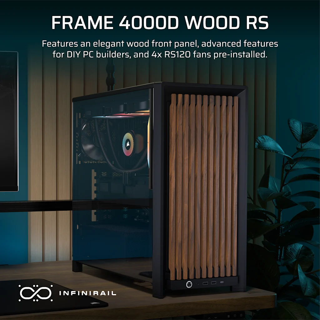 Corsair FRAME 4000D Wood RS PC-chassi (svart), bild 3