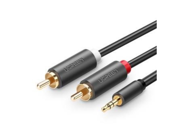 Ugreen AV102 10512 kabel 3,5 mm mini jack till 2RCA 3 m grå