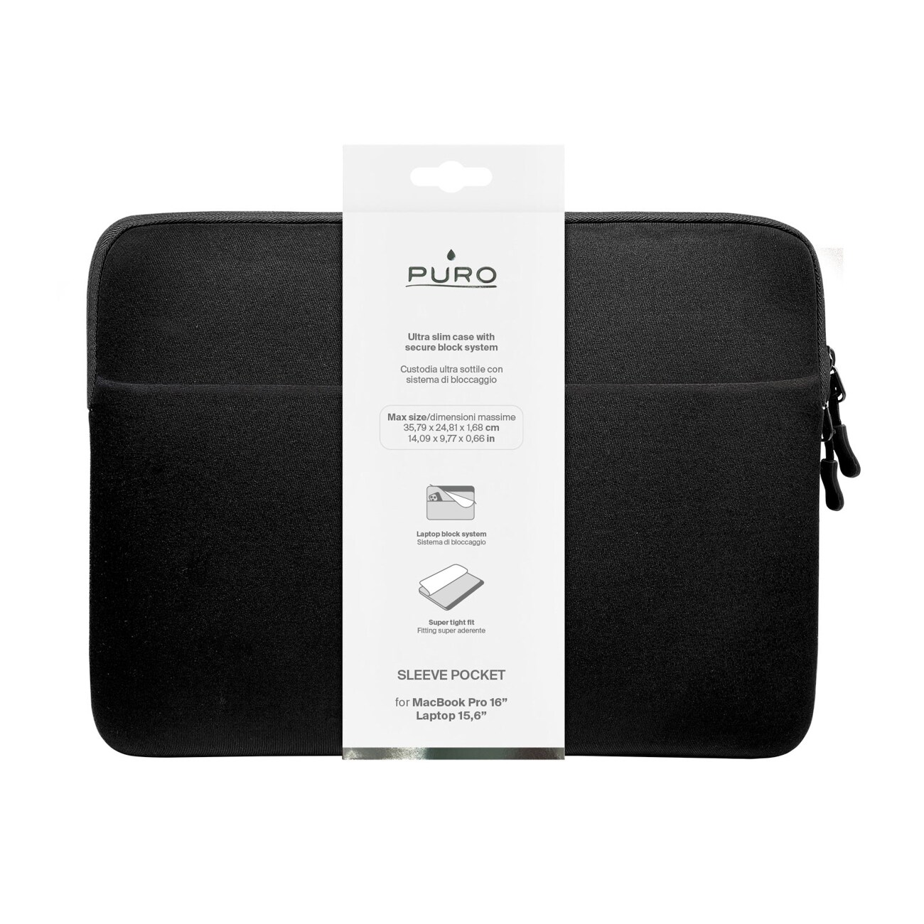 Puro SLIM POCKET Fodralväska Neoprena 15-16'' svart, bild 2