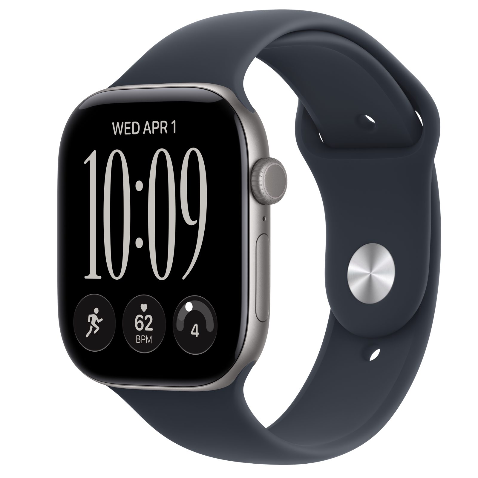 Apple Watch Series 12 GPS 46 mm rymdgrå aluminium, marinblå Sportband - S/M