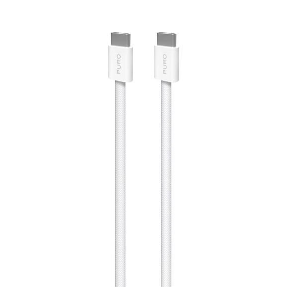 Kabel Puro Flätad USB-C/USB-C 60W, 1,5 m, vit, bild 2