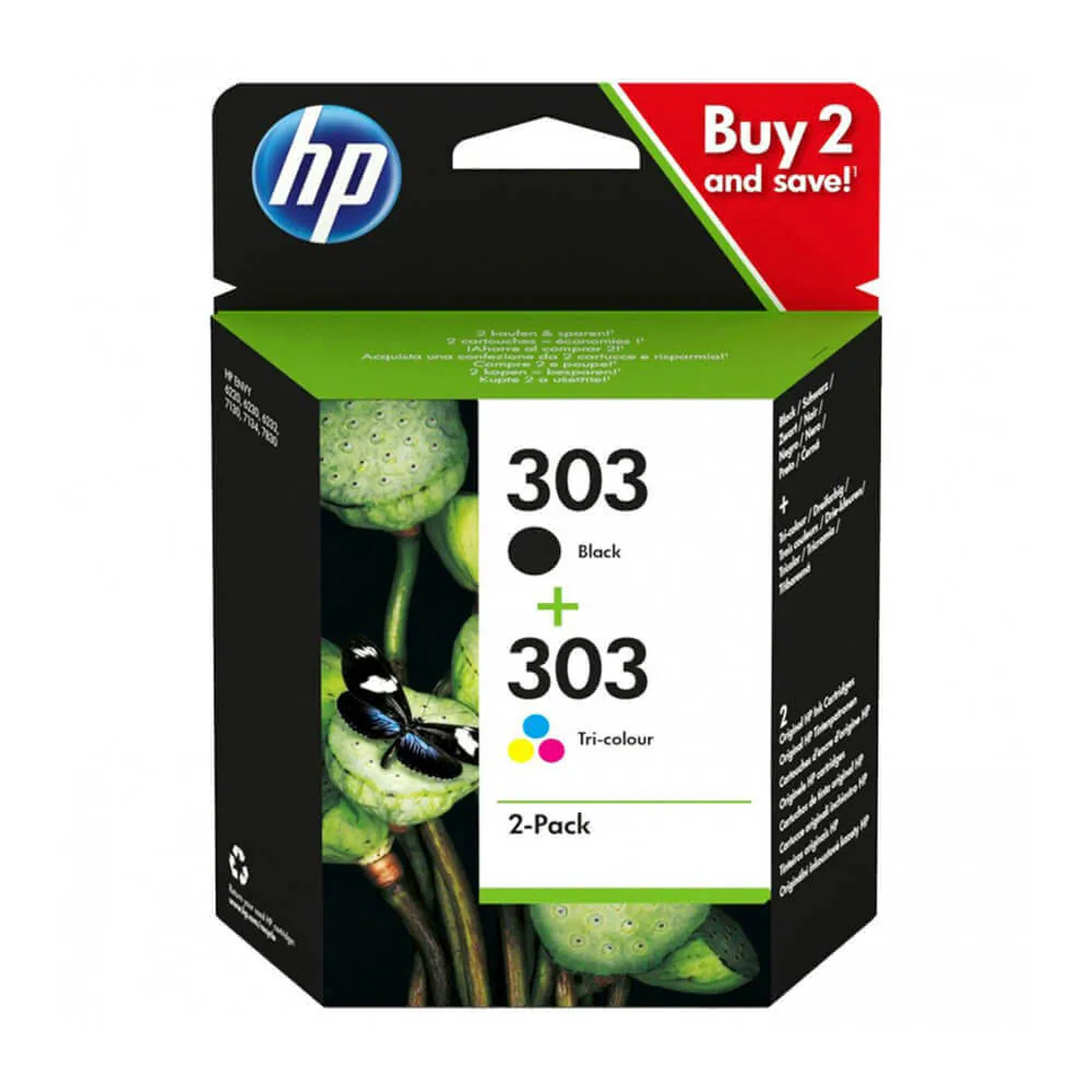 HP 303 2-pack svart/trefärg originalbläckpatroner