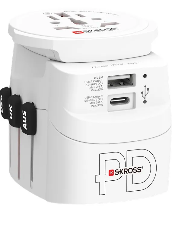 Skross Jordad reseadapter Universal med USB-uttag