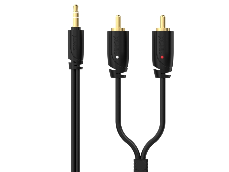 Sinox PRO 3,5 mm mini jack till phono-kabel 5 m svart