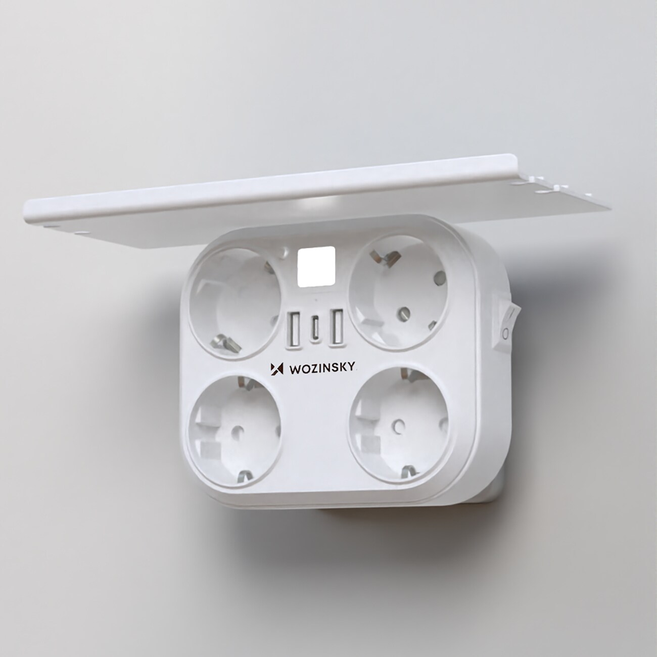 Wozinsky WRS-2B 4x växelström, 2x USB-A, 2x USB-C, 4000 W nätverksfördelare med lampa – vit, bild 2