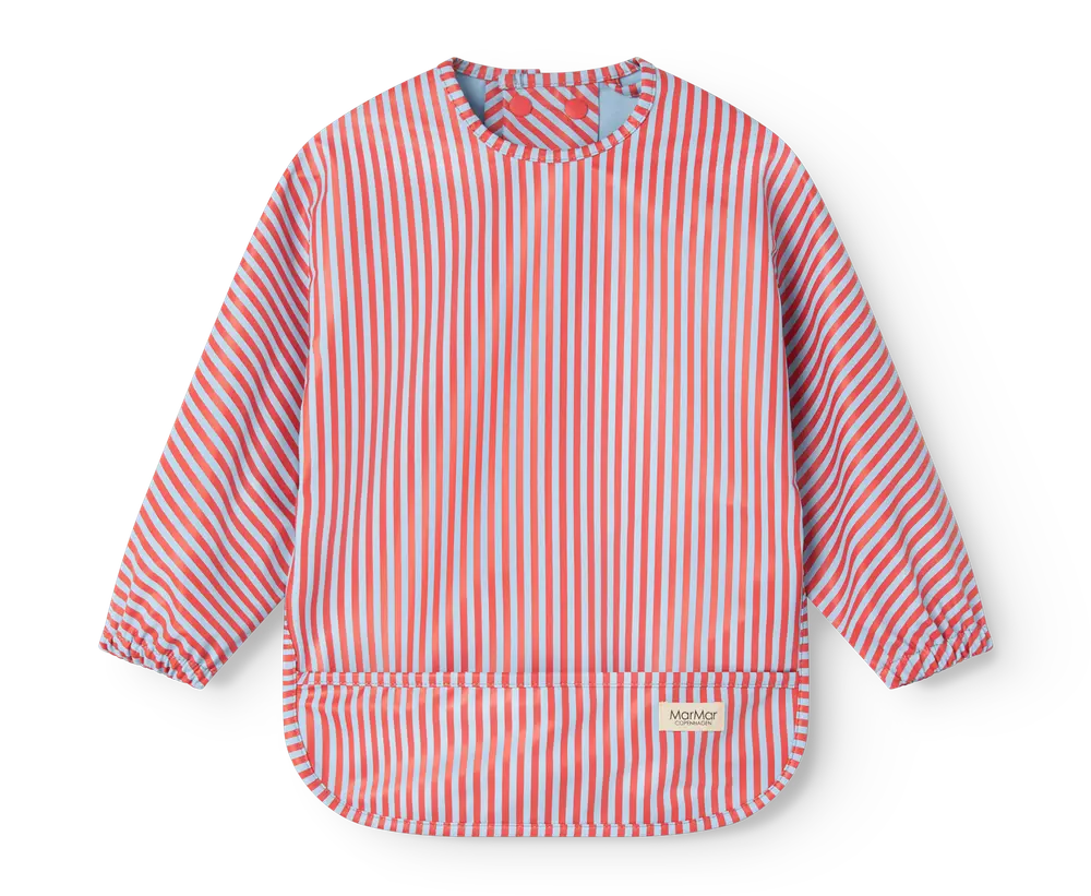 MarMar Copenhagen Apron Långärmad Haklapp - Blue Red Stripes
