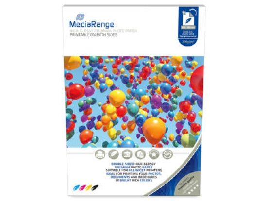 MediaRange MRINK118, Högglans, 220 g/m ^, Bläckstråleskrivare, A4, 21x29.7 cm, Vit