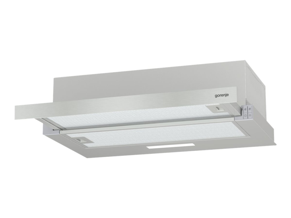 Gorenje Essential TH62E3X - Kåpa - teleskopisk - bredd: 60 cm - djup: 30.6 cm - utsug och återcirkulering (-) - rostfritt stål