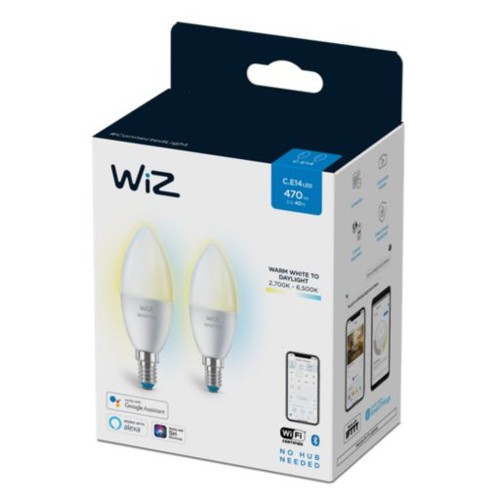 WiZ C37 Smart LED-lampa E14 470 lm 2-pack