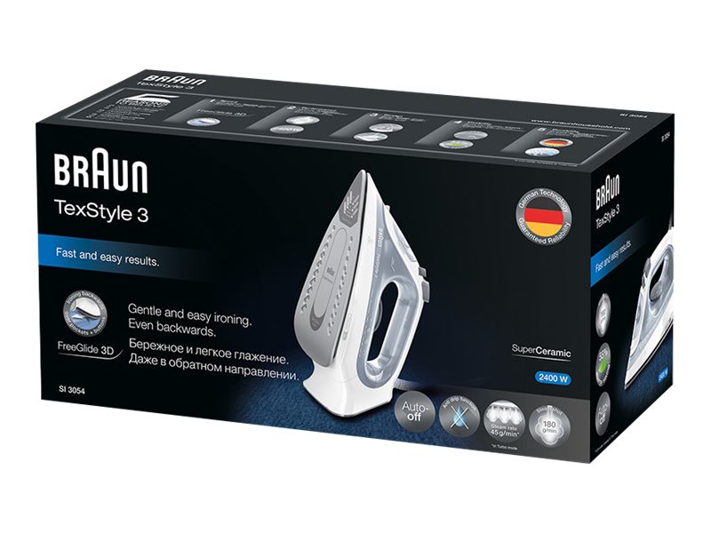 Braun TexStyle 3 SI3054GY ångstrykjärn 2400 W keramisk stryksula, grå